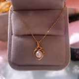 Solid 9ct Gold Pearl  Pendant (9ct Solid Gold pendant & chain)